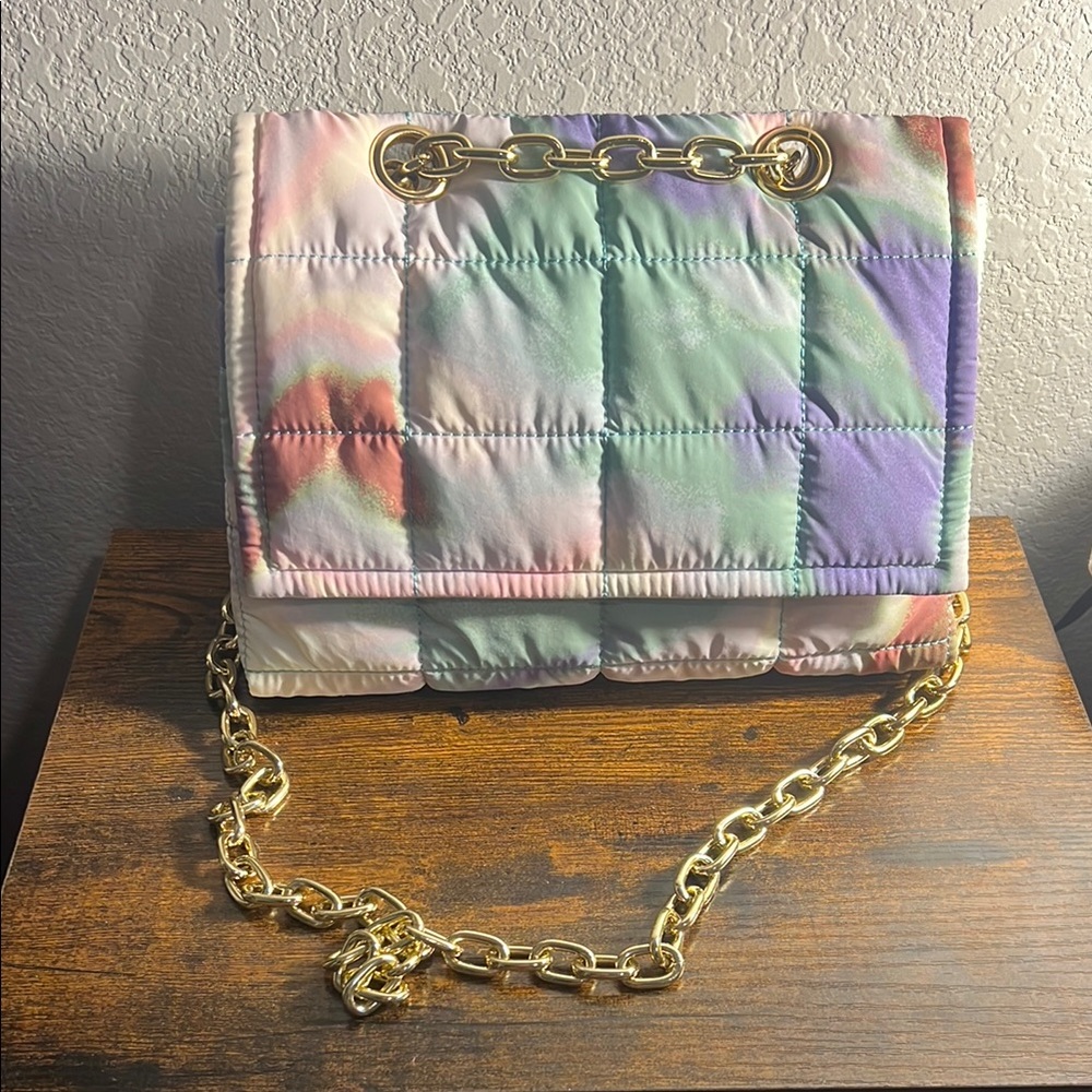 NWT Future Collective Pastel Rainbow Quilted Shoulder Bag